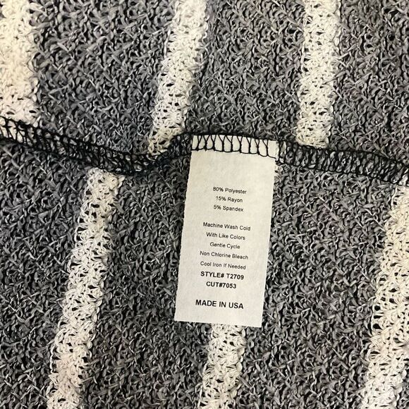 B Flawless Women's Size Large Grey White Striped Open Front Cardigan Sweater - Picture 11 of 12